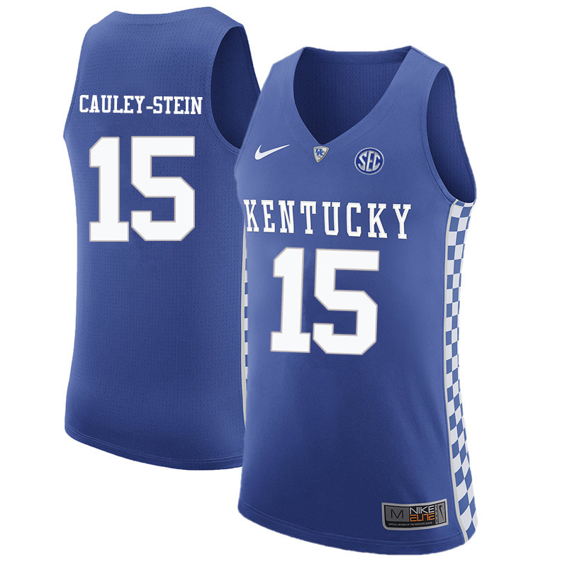 Men Kentucky Wildcats #15 Willie Cauley-Stein College Basketball Jerseys-Blue
